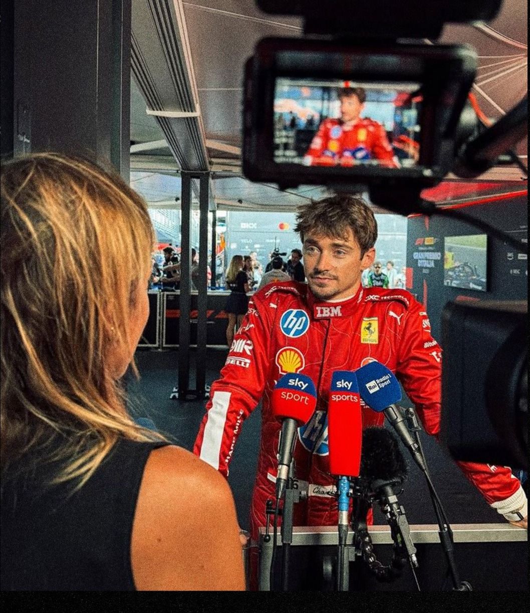 Trackside television interview with a Formula 1 driver