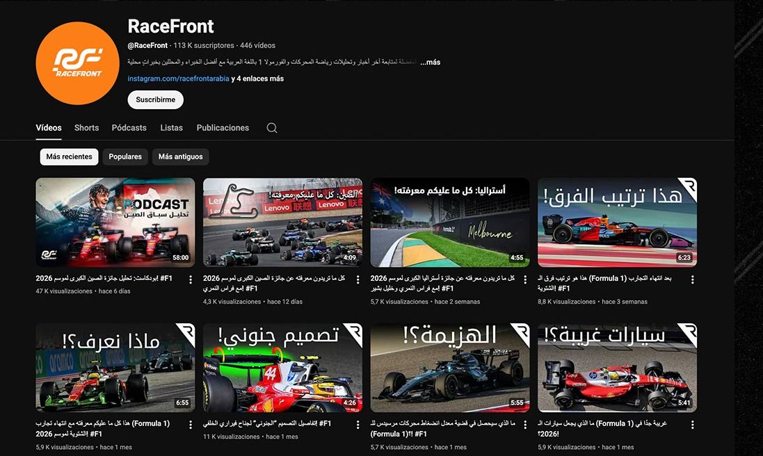 RaceFront YouTube channel